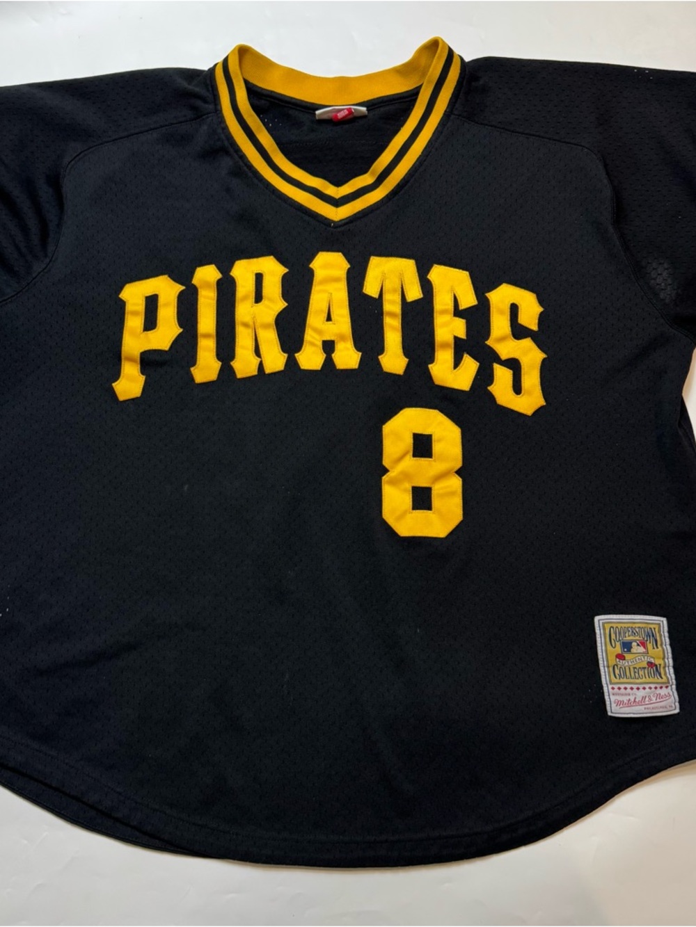 Mitchell & Ness Black and Gold Pirates Number 8 Jersey